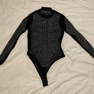 Rhinestone black bodysuit
